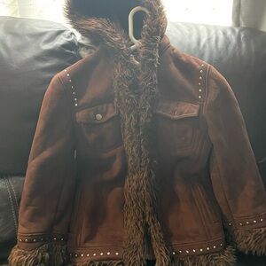 Cozy Brown Teddy Jacket with Faux Fur Trim